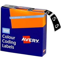 AVERY NUMERIC CODING LABEL 5 SIDE TAB 25X38MM DARK GREEN BOX OF 500