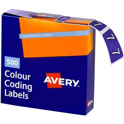 AVERY NUMERIC CODING LABEL 7 SIDE TAB 25X38MM PURPLE BOX OF 500