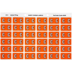 AVERY ALPHABET CODING LABEL C SIDE TAB 25X38MM ORANGE PACK OF 180