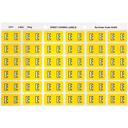 AVERY ALPHABET CODING LABEL E SIDE TAB 25X38MM YELLOW PACK OF 180
