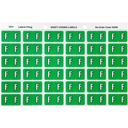 AVERY ALPHABET CODING LABEL F SIDE TAB 25X38MM LIGHT GREEN PACK OF 180