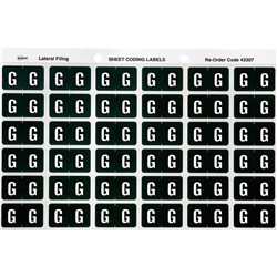 AVERY ALPHABET CODING LABEL G SIDE TAB 25X38MM DARK GREEN PACK OF 180