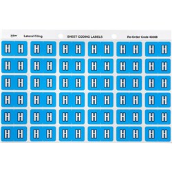 AVERY ALPHABET CODING LABEL H SIDE TAB 25X38MM BLUE PACK OF 180