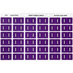 AVERY ALPHABET CODING LABEL I SIDE TAB 25X38MM PURPLE PACK OF 180