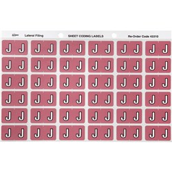 AVERY ALPHABET CODING LABEL J SIDE TAB 25X38MM MAUVE PACK OF 180