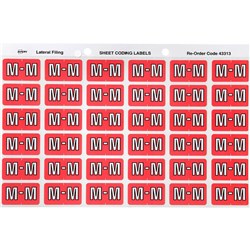 AVERY ALPHABET CODING LABEL M SIDE TAB 25X38MM PINK PACK OF 180