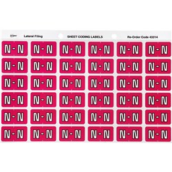 AVERY ALPHABET CODING LABEL N SIDE TAB 25X38MM MAGENTA PACK OF 180
