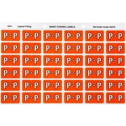 AVERY ALPHABET CODING LABEL P SIDE TAB 25X38MM DARK ORANGE PACK OF 180