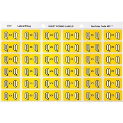 AVERY ALPHABET CODING LABEL Q SIDE TAB 25X38MM YELLOW PACK OF 180