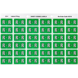 AVERY ALPHABET CODING LABEL R SIDE TAB 25X38MM LIGHT GREEN PACK OF 180