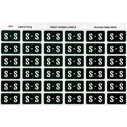 AVERY ALPHABET CODING LABEL S SIDE TAB 25X38MM DARK GREEN PACK OF 180