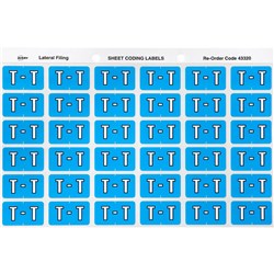 AVERY ALPHABET CODING LABEL T SIDE TAB 25X38MM BLUE PACK OF 180