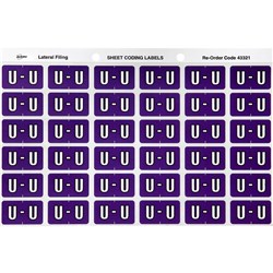 AVERY ALPHABET CODING LABEL U SIDE TAB 25X38MM PURPLE PACK OF 180