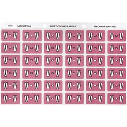 AVERY ALPHABET CODING LABEL V SIDE TAB 25X38MM MAUVE PACK OF 180