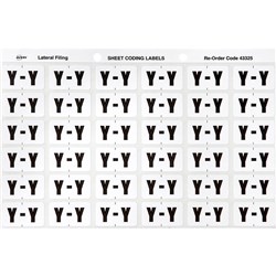 AVERY ALPHABET CODING LABEL Y SIDE TAB 25X38MM WHITE GREY PACK OF 180
