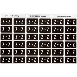 AVERY ALPHABET CODING LABEL Z SIDE TAB 25X38MM GREY PACK OF 180