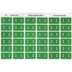 AVERY NUMERIC CODING LABEL 4 SIDE TAB 25X38MM LIGHT GREEN PACK OF 180