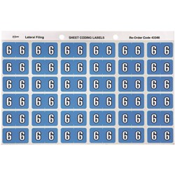 AVERY NUMERIC CODING LABEL 6 SIDE TAB 25X38MM BLUE PACK OF 180