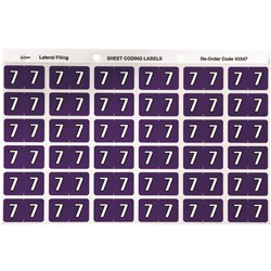 AVERY NUMERIC CODING LABEL 7 SIDE TAB 25X38MM PURPLE PACK OF 180