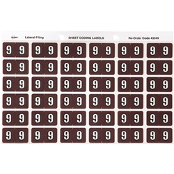 AVERY NUMERIC CODING LABEL 9 SIDE TAB 25X38MM BROWN PACK OF 180