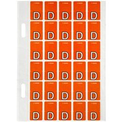 AVERY ALPHABET CODING LABEL D TOP TAB 20X30MM DARK ORANGE PACK OF 150