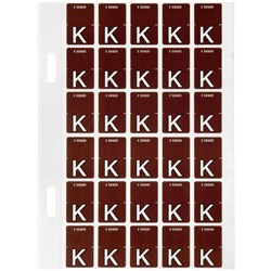AVERY ALPHABET CODING LABEL K TOP TAB 20X30MM BROWN PACK OF 150