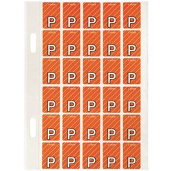 AVERY ALPHABET CODING LABEL P TOP TAB 20X30MM DARK ORANGE PACK OF 150