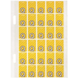AVERY ALPHABET CODING LABEL Q TOP TAB 20X30MM YELLOW PACK OF 150