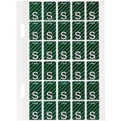 AVERY ALPHABET CODING LABEL S TOP TAB 20X30MM DARK GREEN PACK OF 150