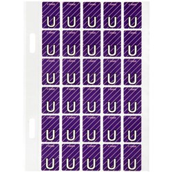 AVERY ALPHABET CODING LABEL U TOP TAB 20X30MM PURPLE PACK OF 150