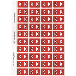AVERY ALPHABET CODING LABEL K SIDE TAB 25X42MM RED PACK OF 240