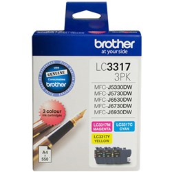 BROTHER LC-33173PK INK CARTRIDGE HIGH YIELD COLOUR VALUE PACK CMY