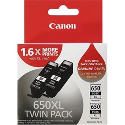 CANON PIXMA PGI650XLBK INK CARTRIDGE HIGH YIELD TWIN PACK BLACK