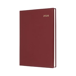 COLLINS BELMONT DESK DIARY A5 DAY TO PAGE BURGUNDY