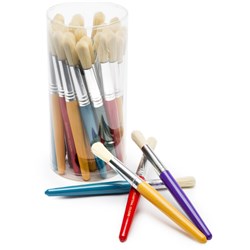 EDVANTAGE STUBBY PAINT BRUSHES PLASTIC HANDLE ASSORTED TUB OF 30