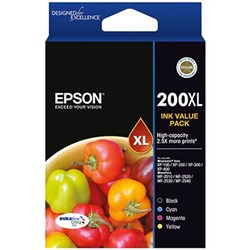 EPSON 200XL DURABRITE ULTRA INK CARTRIDGE HIGH YIELD VALUE PACK OF 4 ASSORTED