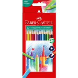 FABER-CASTELL TRI COLOUR PENCILS ASSORTED PACK OF 12