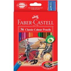 FABER-CASTELL CLASSIC COLOUR PENCILS AND SHARPENER ASSORTED PACK OF 36