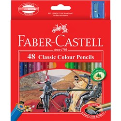 FABER-CASTELL CLASSIC COLOUR PENCILS AND SHARPENER ASSORTED PACK OF 48