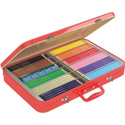 FABER-CASTELL JUNIOR COLOURED TRIANGULAR PENCILS BRIEFCASE TIN OF 240