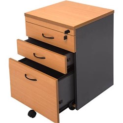 RAPIDLINE RAPID WORKER MOBILE PEDESTAL 2 DRAWER 1 FILE 465WX 447D X 690MMH BEECH/IRONSTONE