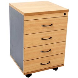 RAPIDLINE RAPID WORKER MOBILE PEDESTAL 4 DRAWER 465W X 447D X 690MMH BEECH AND IRONSTONE