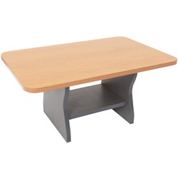 RAPIDLINE BUDGET COFFEE TABLE 900W X 600D X 425MMH BEECH TOP IRONSTONE BASE