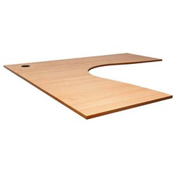 RAPIDLINE CORNER WORKSTATION TOP ONLY 1800/1500W X 700D X 25MMD WITH CABLE PORT BEECH