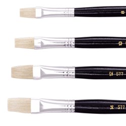 JASART HOG BRISTLE SERIES 577 FLAT BRUSHES SIZE 12 PACK OF 12