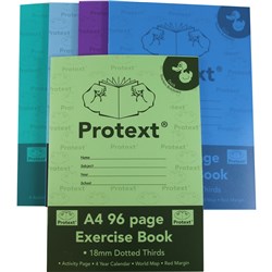 PROTEXT EXERCISE BOOK A4 18MM DOTTED THIRDS 96 PAGE DUCK