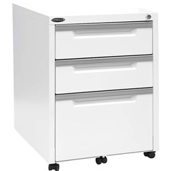 STEELCO CLASSIC MOBILE PEDESTAL 2 DRAWER 1 FILE 470W X515DX630MMH WHITE SATIN