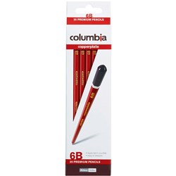 COLUMBIA COPPERPLATE LEAD PENCILS HEXAGON 6B PACK OF 20
