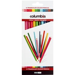 COLUMBIA COLOURSKETCH COLOURED PENCIL TRIANGULAR ASSORTED PACK OF 12