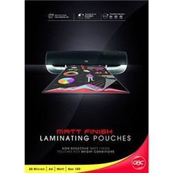 GBC LAMINATING POUCHES A4 80 MICRON MATTE PACK OF 100